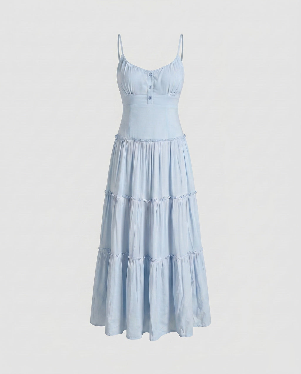 Robe midi femme avec jupe à volants et bretelles spaghetti