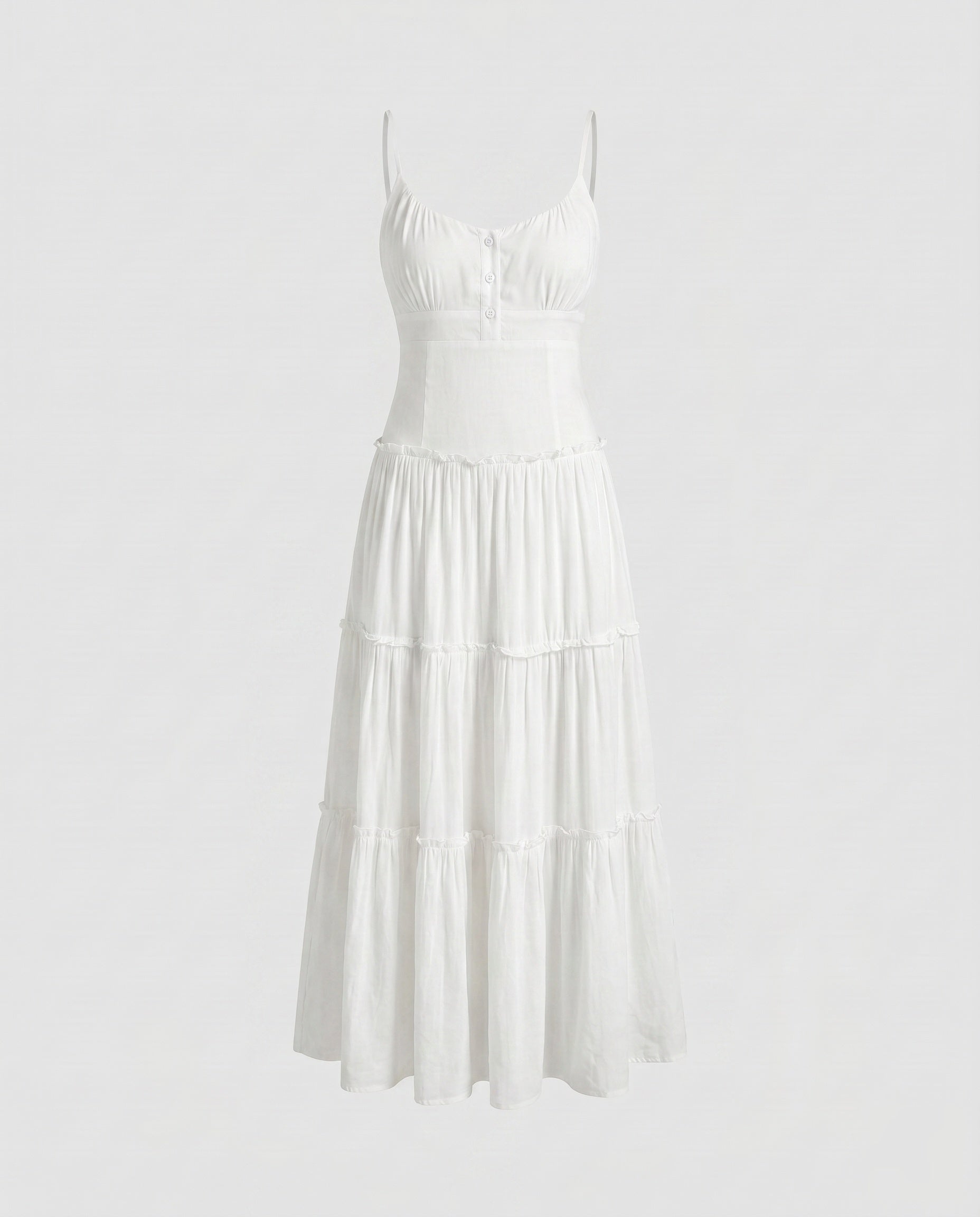 Robe midi femme avec jupe à volants et bretelles spaghetti