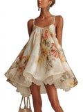 Robe mini en organza avec motif floral