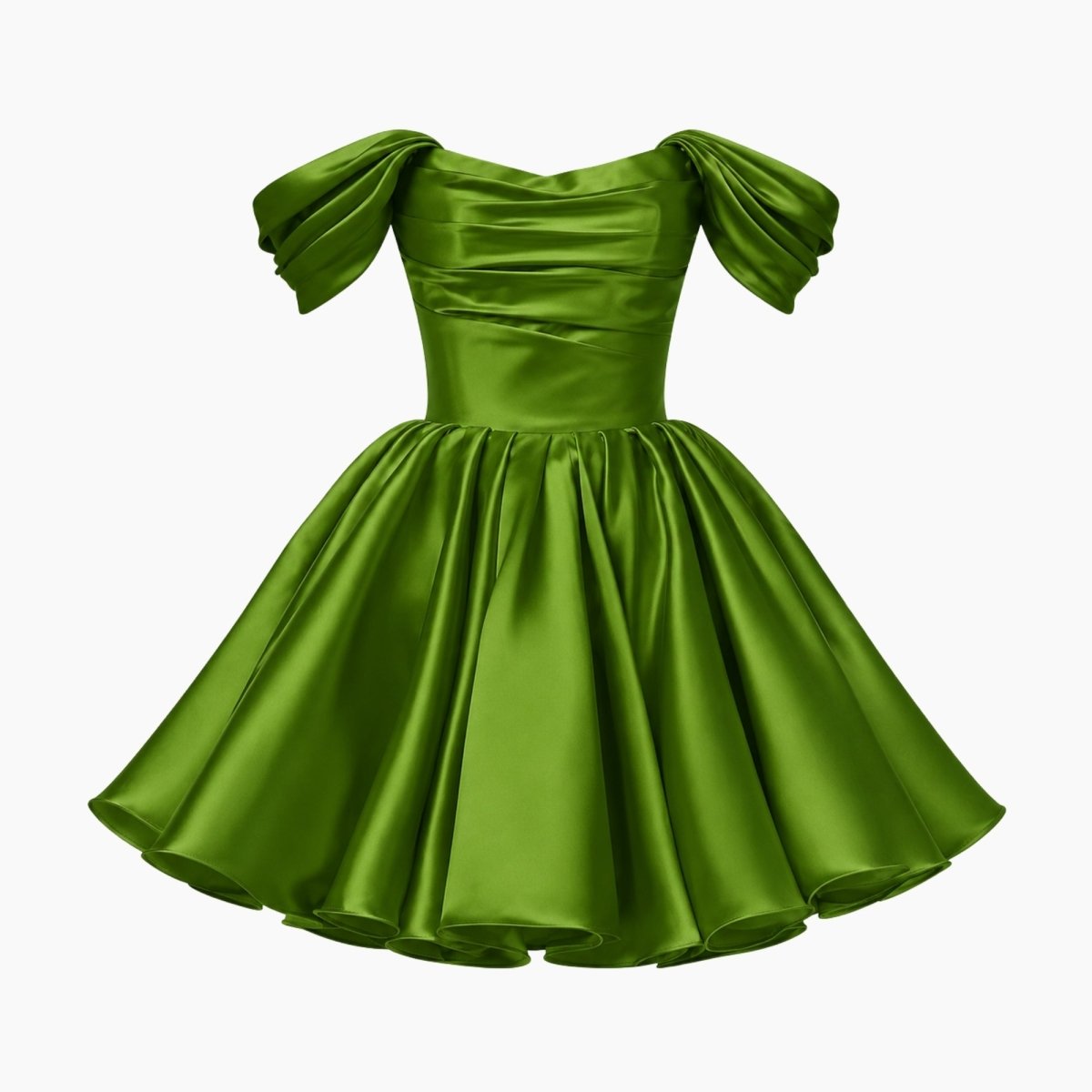 Robe mini en satin avec décolleté bardot
