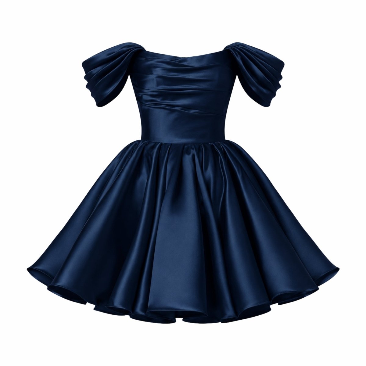 Robe mini en satin avec décolleté bardot