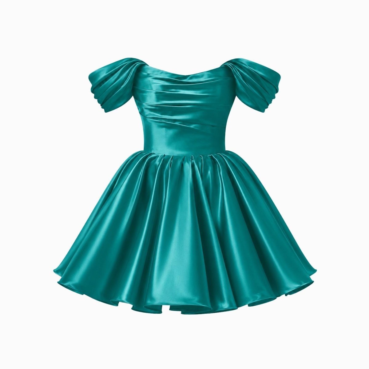 Robe mini en satin avec décolleté bardot
