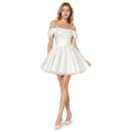Robe mini en satin avec décolleté bardot