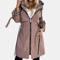 Amelie | Manteau Trench Moderne Femme avec Capuche, Fermeture Éclair et Ceinture à la Taille