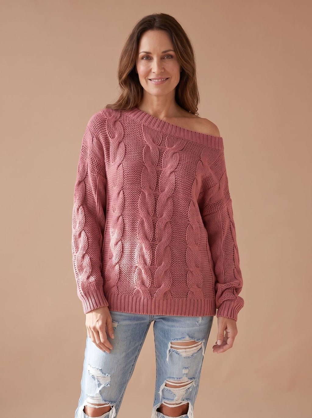 Amelie | Pull en tricot à motif torsadé pour femmes, coupe décontractée