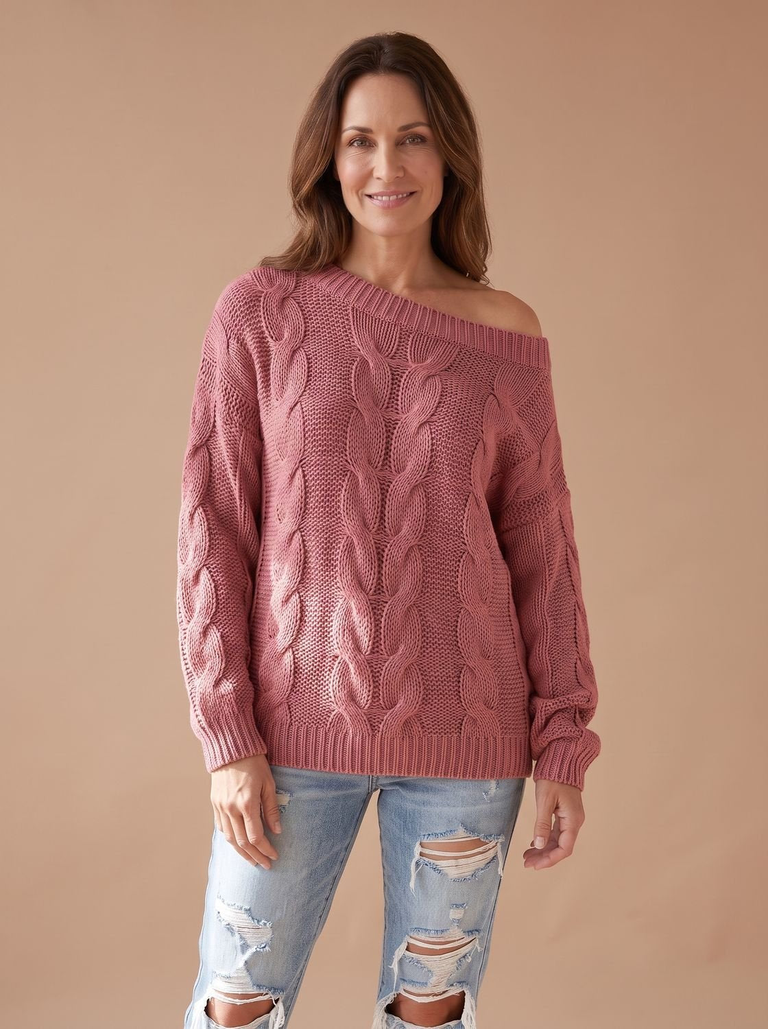 Amelie | Pull en tricot à motif torsadé pour femmes, coupe décontractée