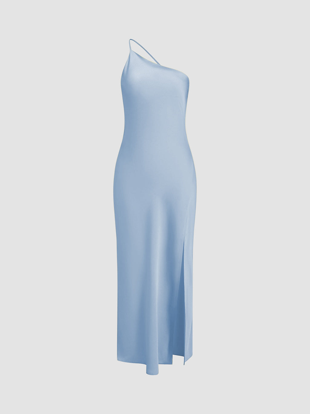 Robe maxi en satin à épaule unique pour femmes avec fente