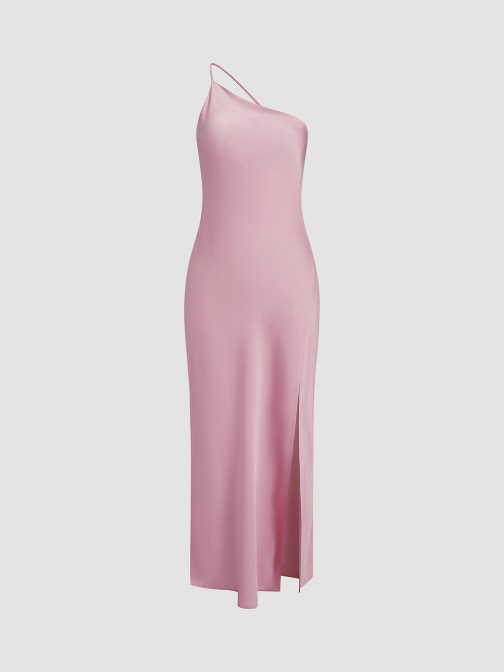Robe maxi en satin à épaule unique pour femmes avec fente