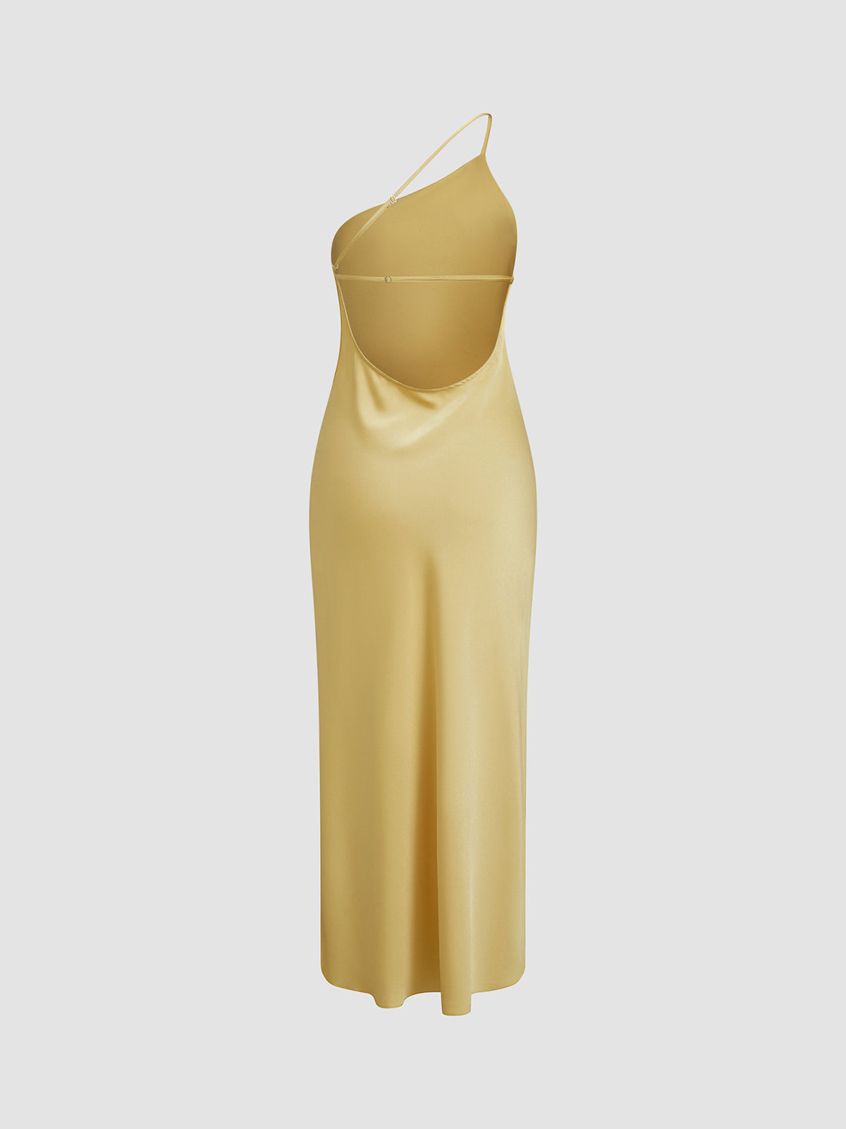 Robe maxi en satin à épaule unique pour femmes avec fente