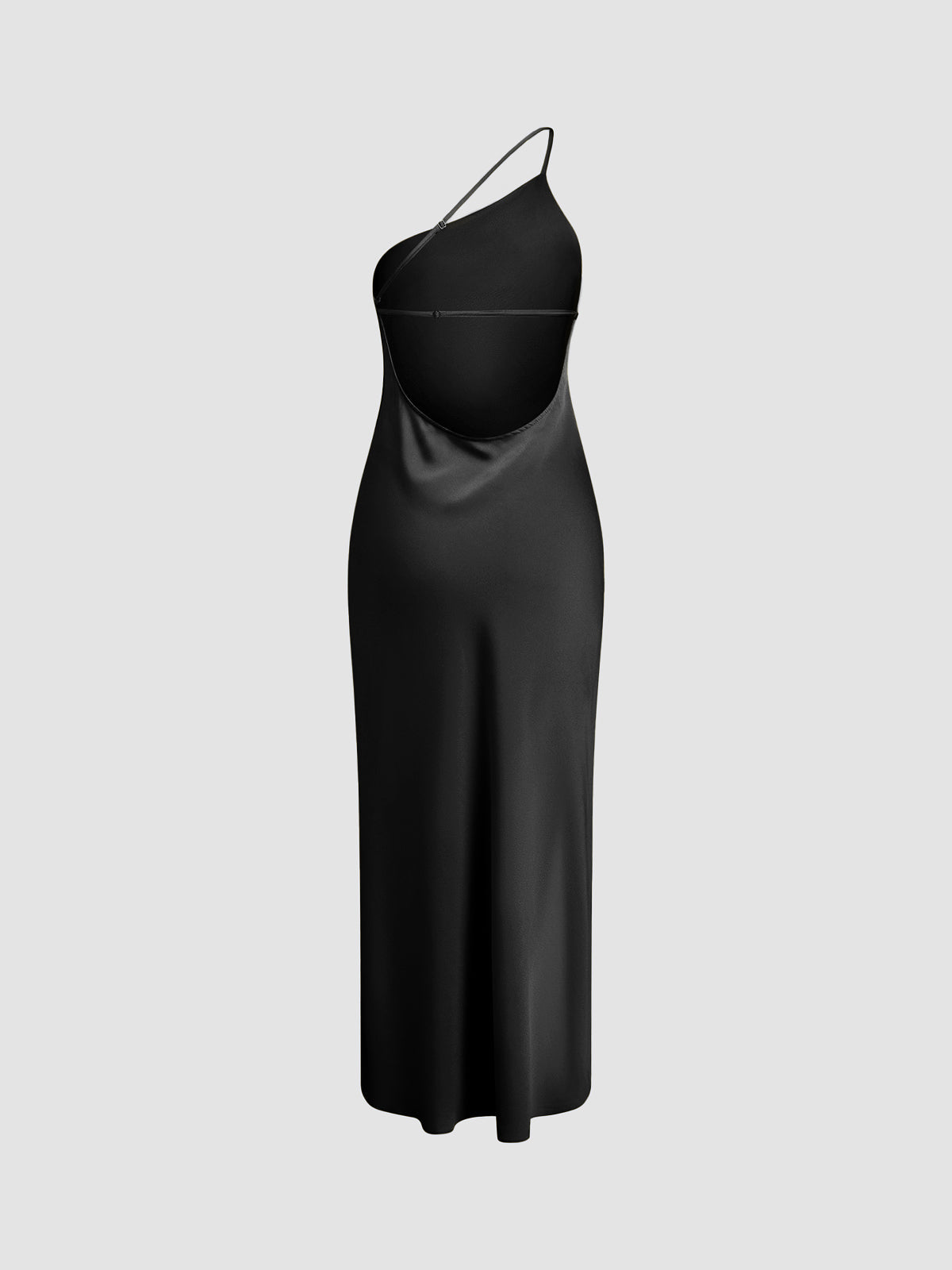 Robe maxi en satin à épaule unique pour femmes avec fente