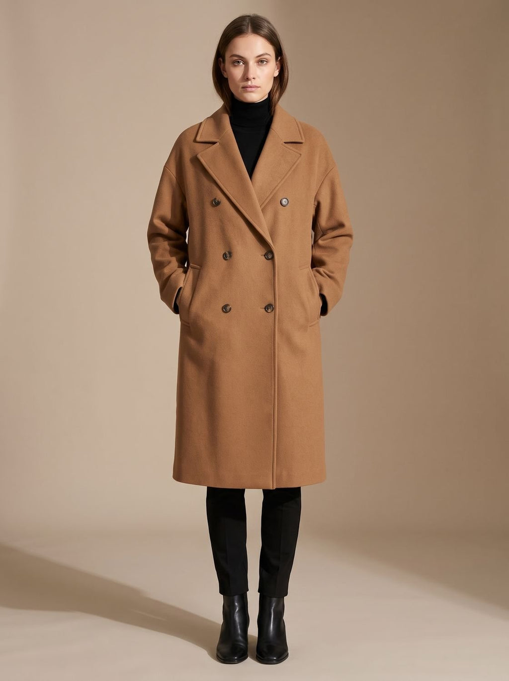Nora | Manteau long pour femmes en laine classique avec revers