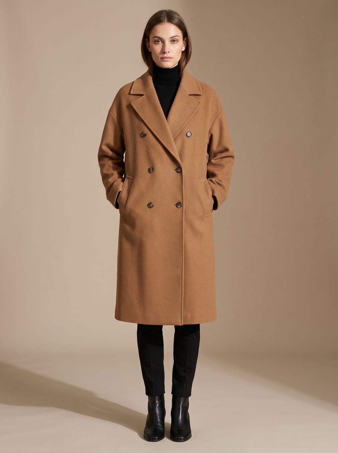 Nora | Manteau long pour femmes en laine classique avec revers