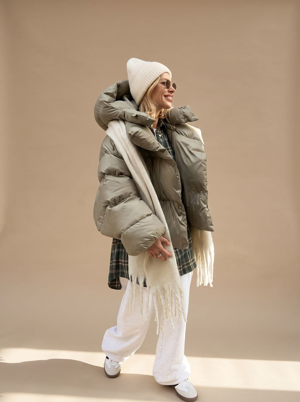 Elfriede | Veste d'hiver oversize pour femmes avec col montant, chaude et matelassée
