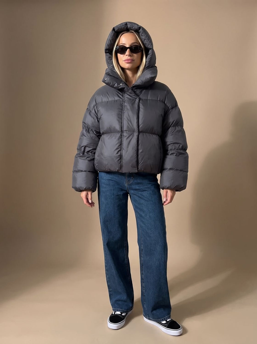 Elfriede | Veste d'hiver oversize pour femmes avec col montant, chaude et matelassée