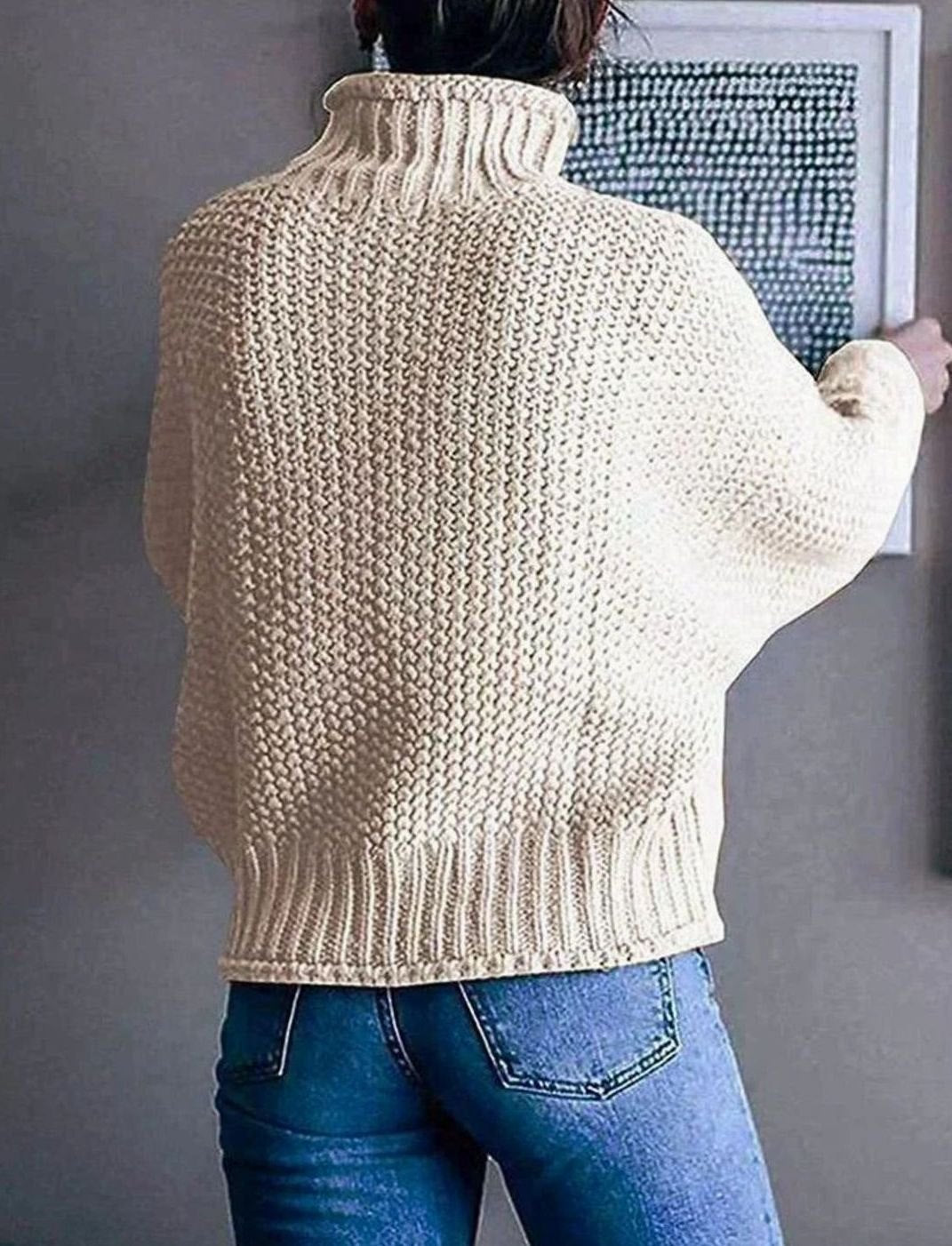 Lena | Pull en maille à col roulé oversize pour femmes à manches longues