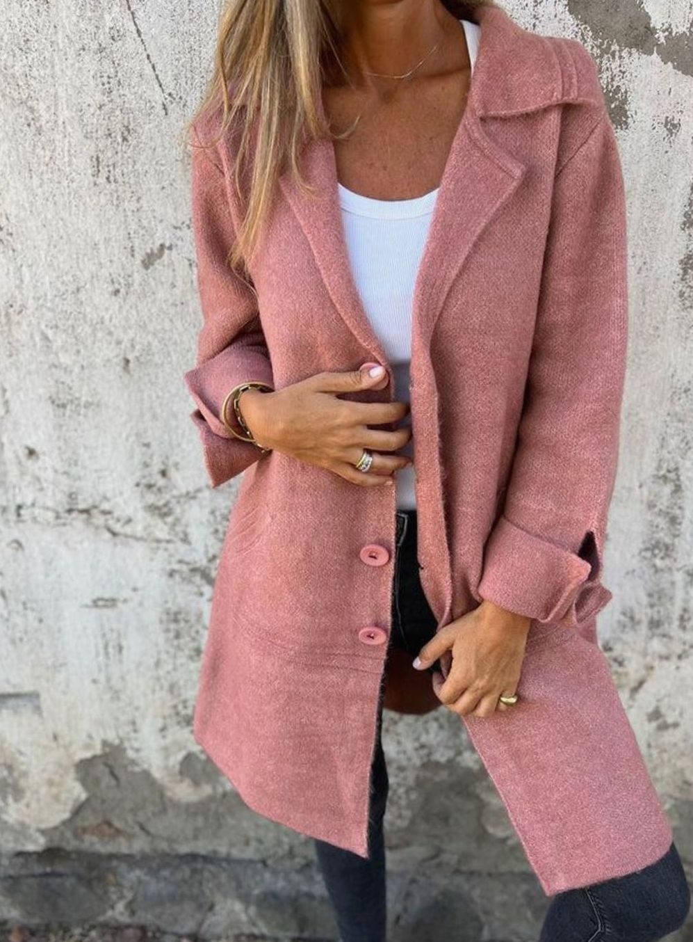 Charlotte | Veste en tricot oversize pour femmes avec boutons, long cardigan