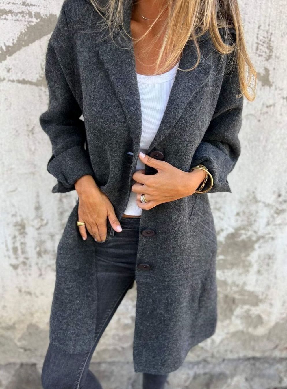 Charlotte | Veste en tricot oversize pour femmes avec boutons, long cardigan