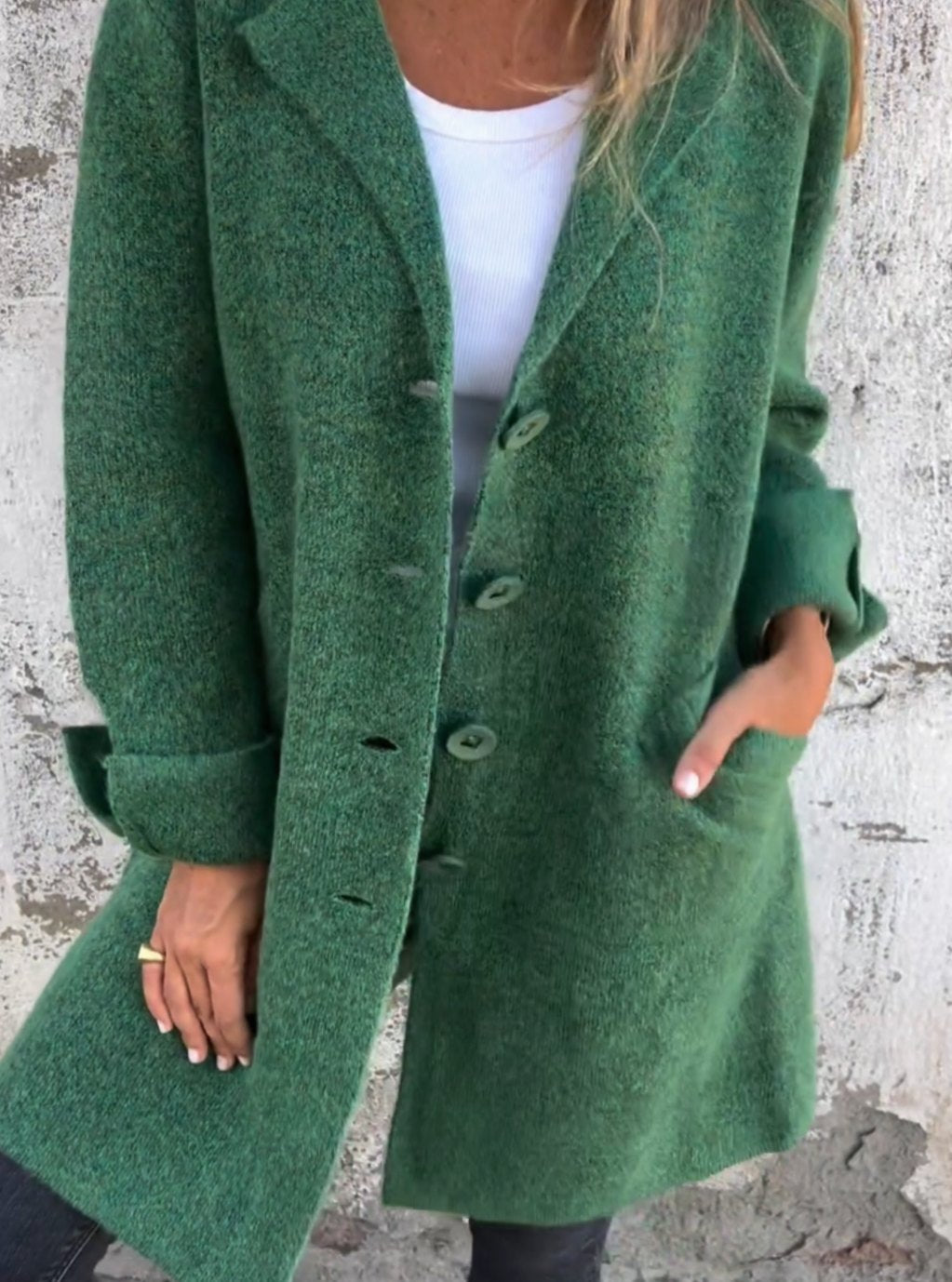 Charlotte | Veste en tricot oversize pour femmes avec boutons, long cardigan