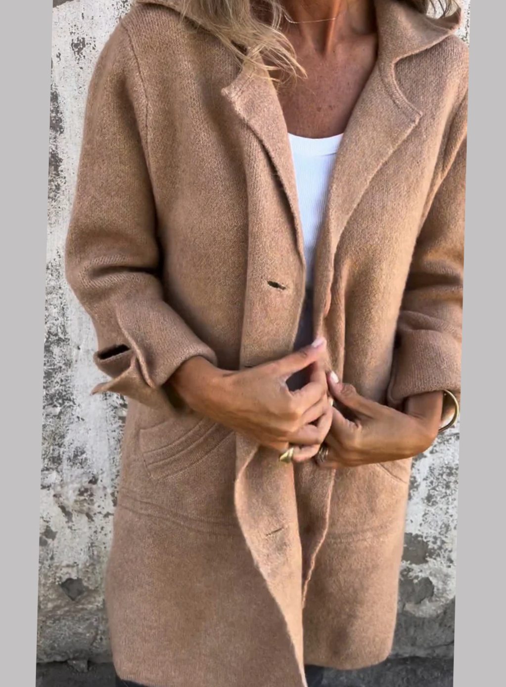 Charlotte | Veste en tricot oversize pour femmes avec boutons, long cardigan