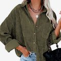 Katharina | Veste Chemise Oversized en Velours Côtelé pour Femmes avec Poche Poitrine et Boutonnage