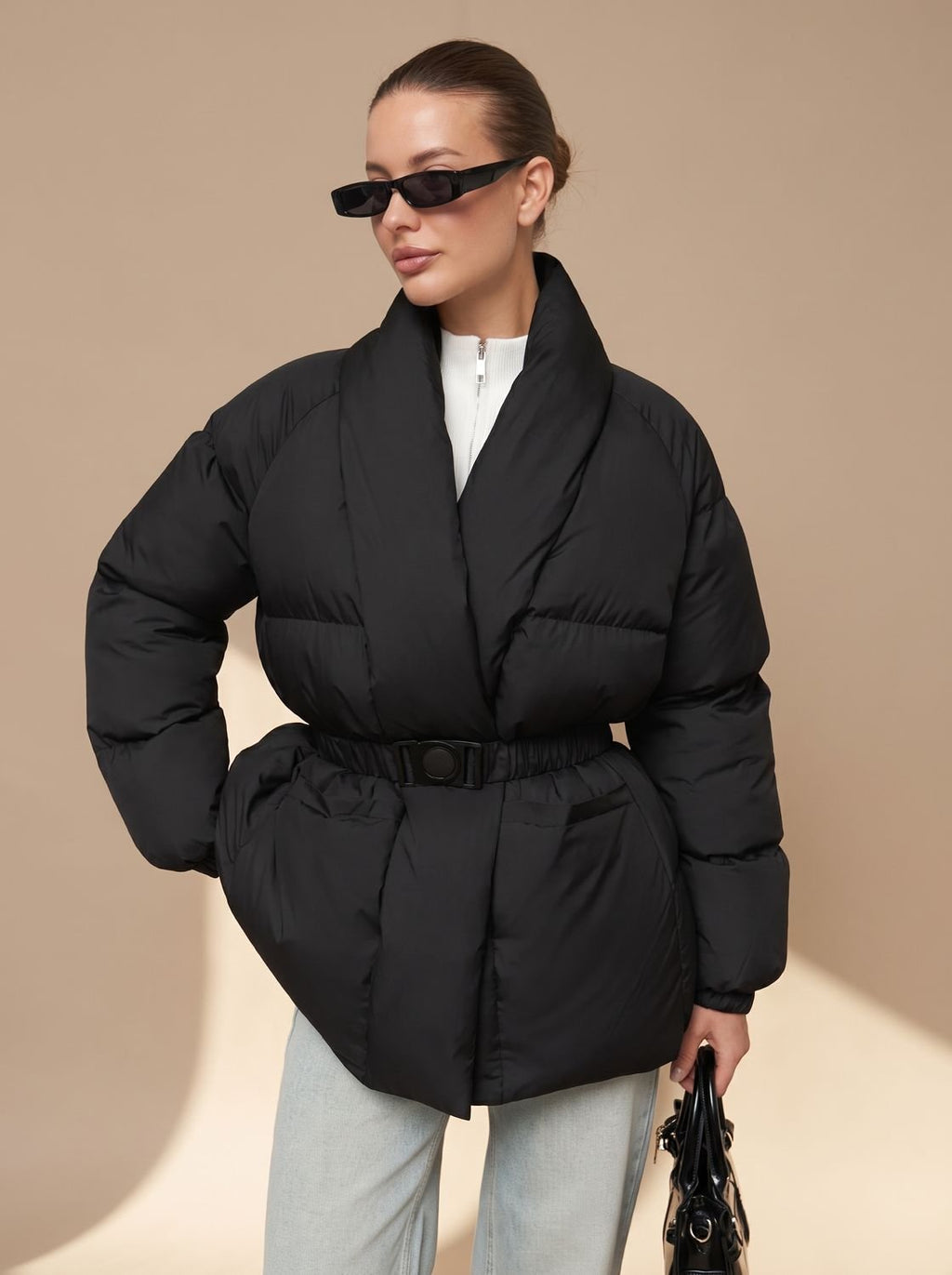 Frieda | Doudoune Oversized pour Femmes avec Ceinture et Col Montant