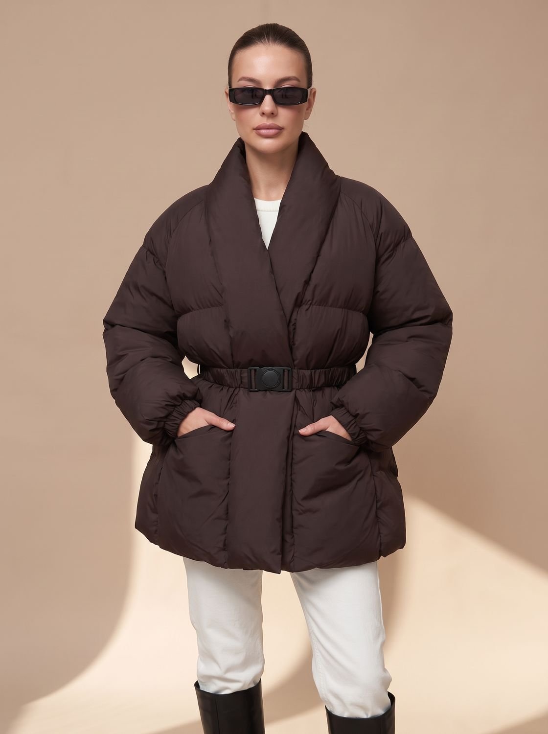 Frieda | Doudoune Oversized pour Femmes avec Ceinture et Col Montant