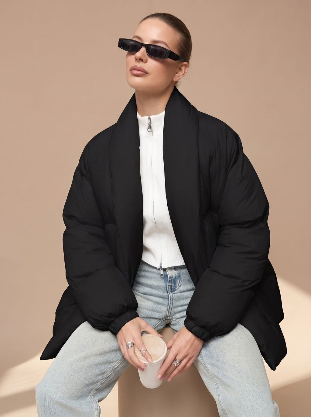 Frieda | Doudoune Oversized pour Femmes avec Ceinture et Col Montant