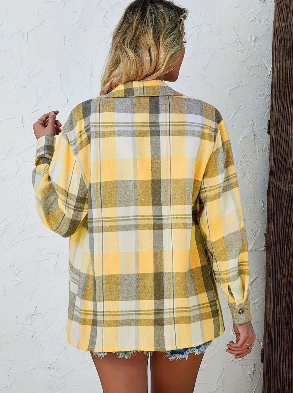 Annika | Chemise en flanelle à carreaux oversize pour femmes avec boutons et poches poitrine