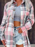 Annika | Chemise en flanelle à carreaux oversize pour femmes avec boutons et poches poitrine
