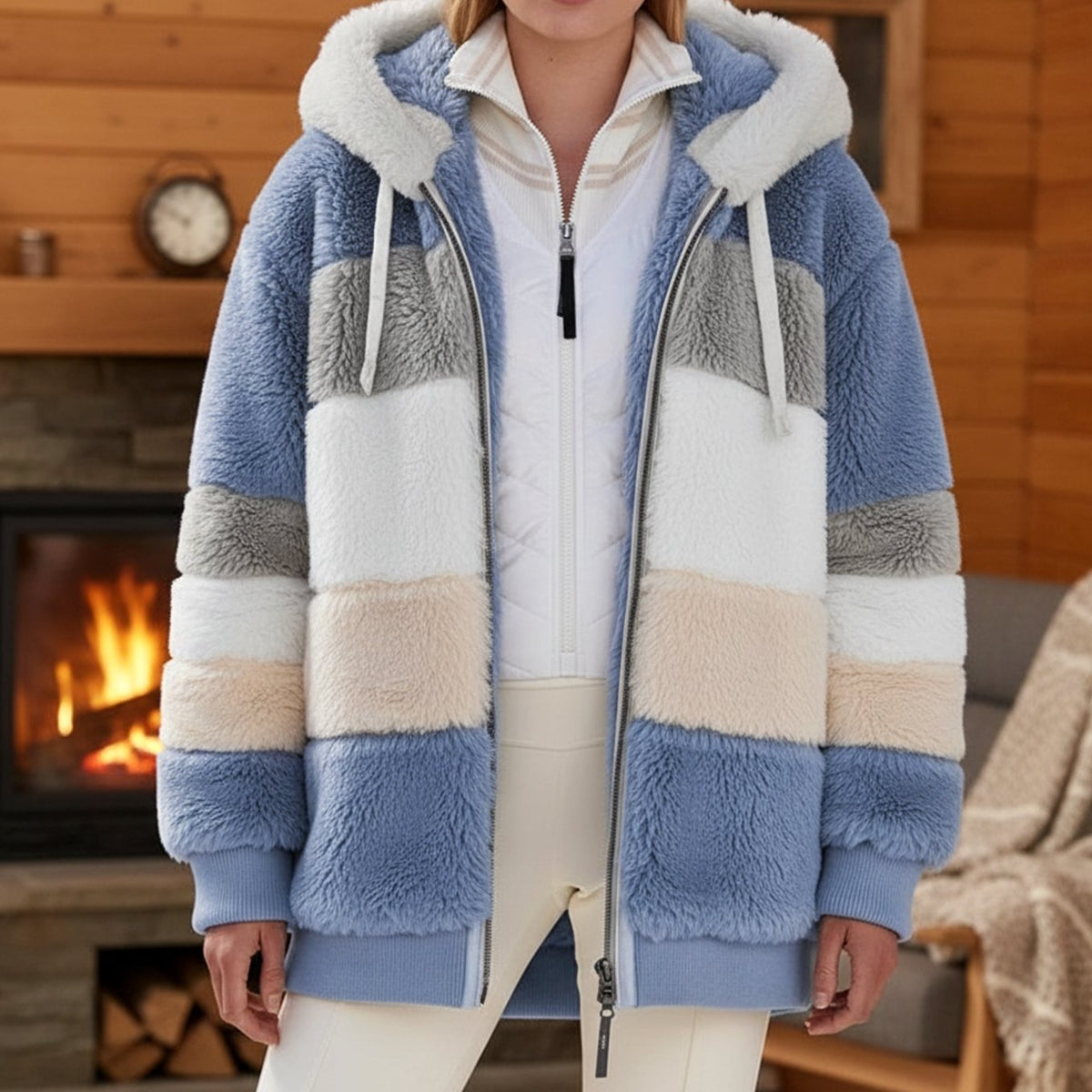 Frieda | Gilet en polaire oversized pour femmes avec capuche et cordon de serrage