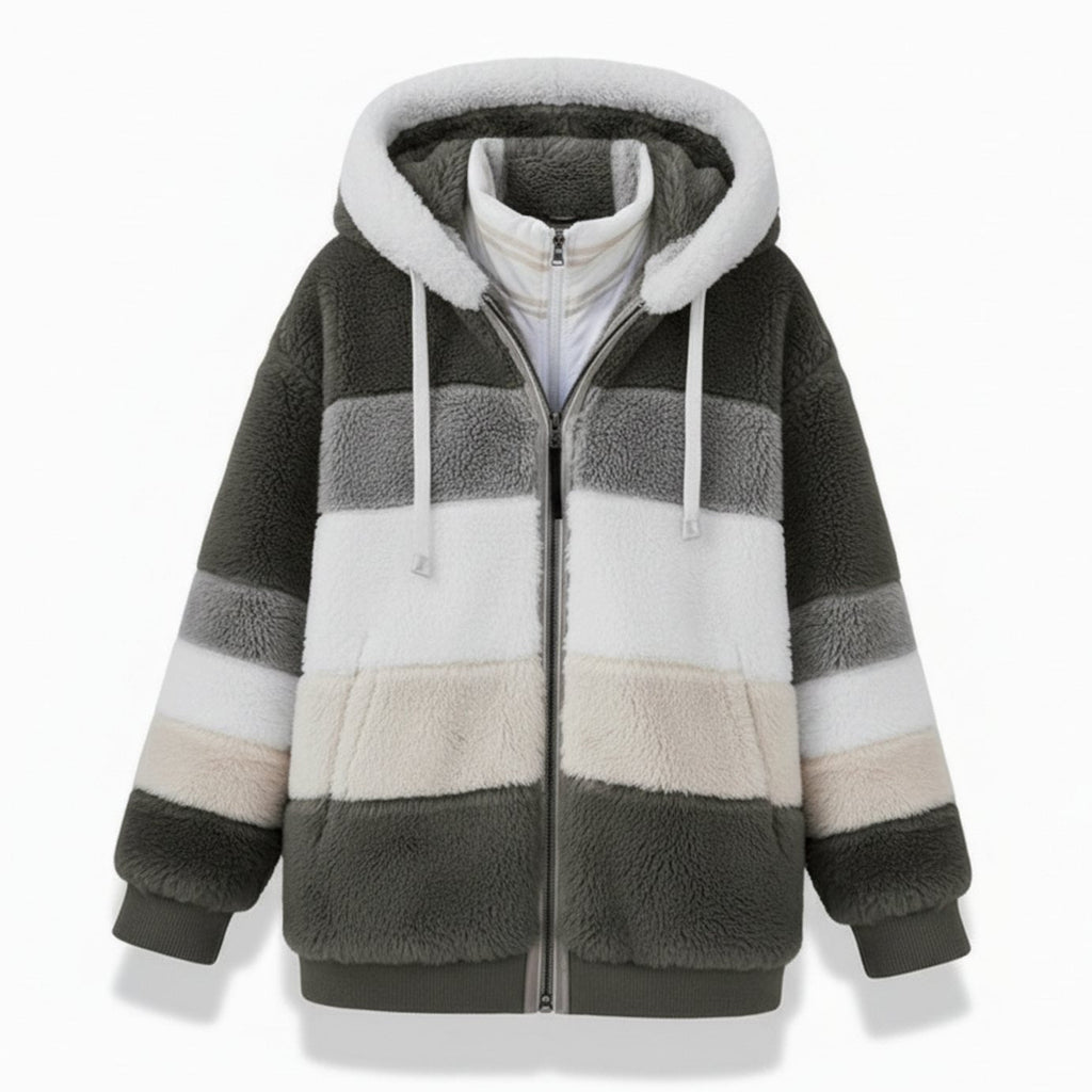 Frieda | Gilet en polaire oversized pour femmes avec capuche et cordon de serrage