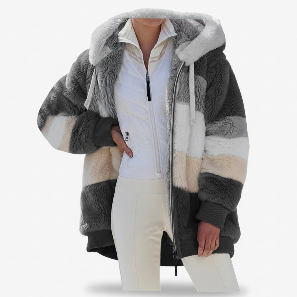 Frieda | Gilet en polaire oversized pour femmes avec capuche et cordon de serrage