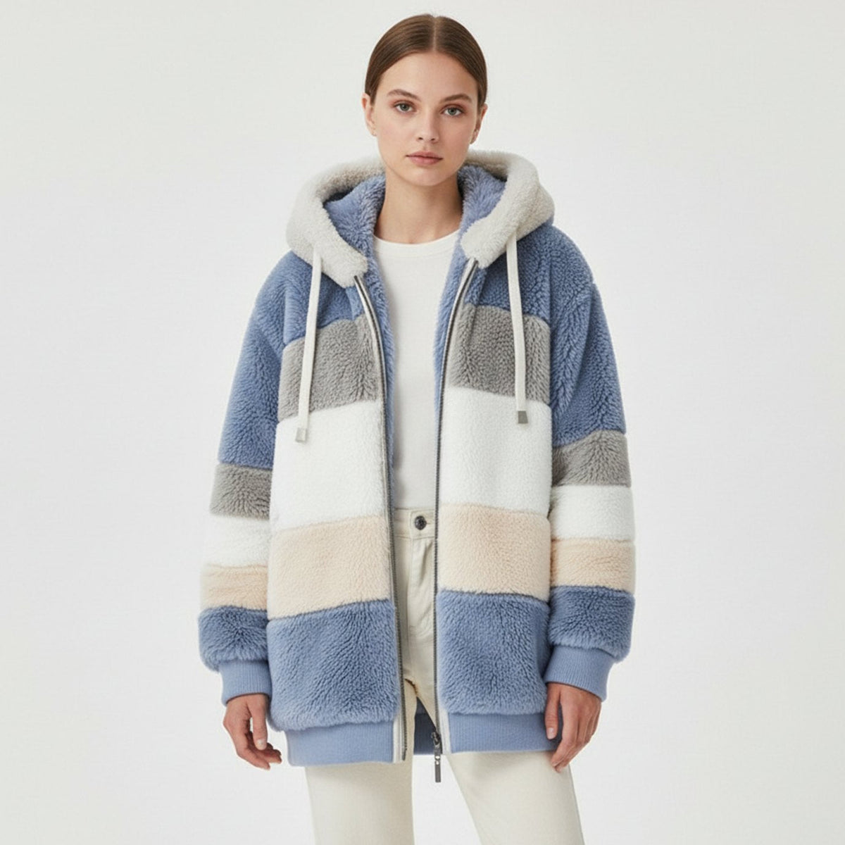 Frieda | Gilet en polaire oversized pour femmes avec capuche et cordon de serrage