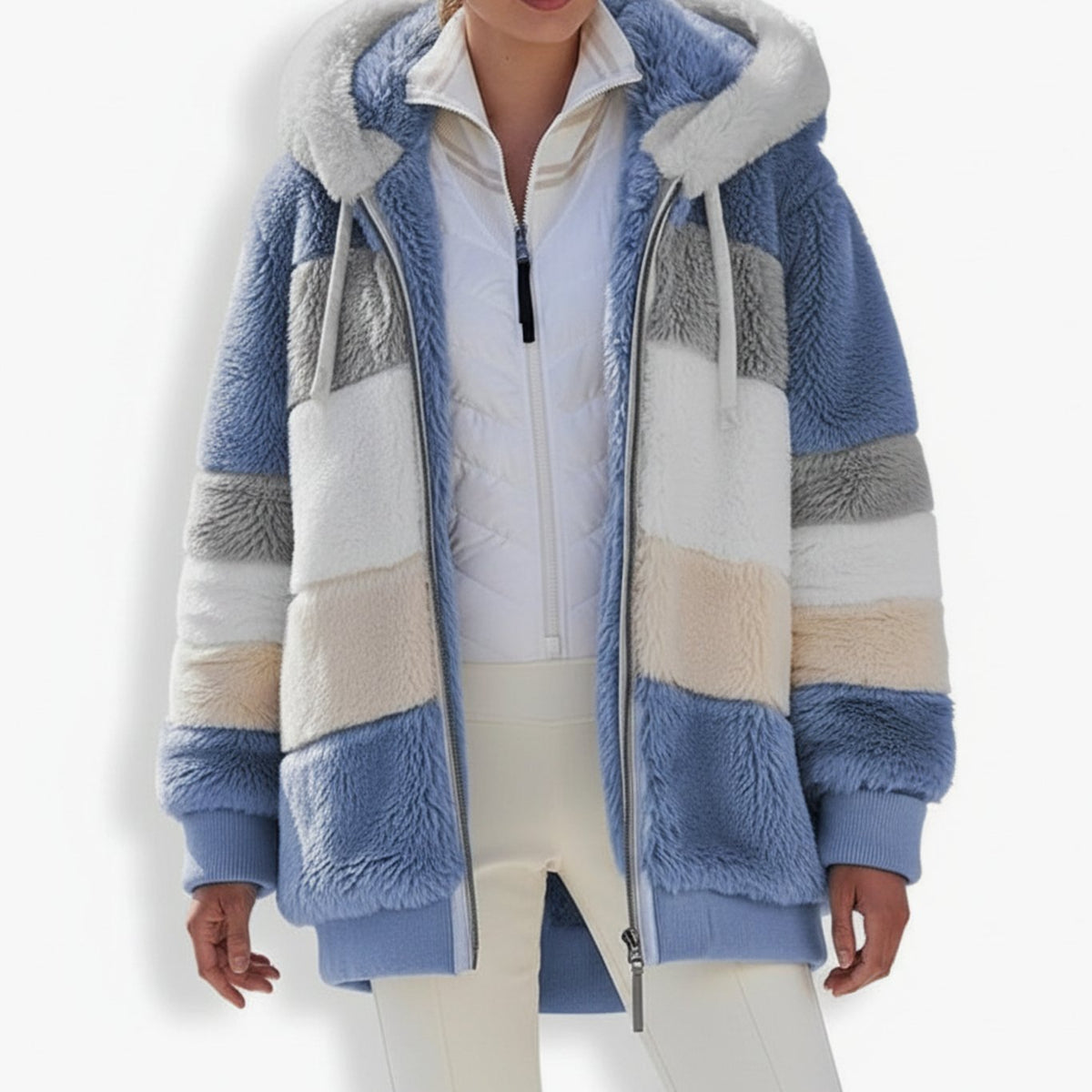 Frieda | Gilet en polaire oversized pour femmes avec capuche et cordon de serrage