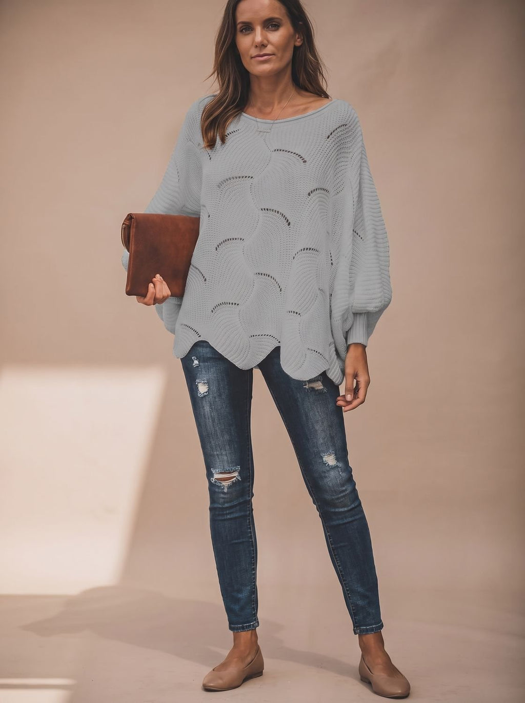 Frieda | Pull en tricot oversized pour femmes avec décolleté rond