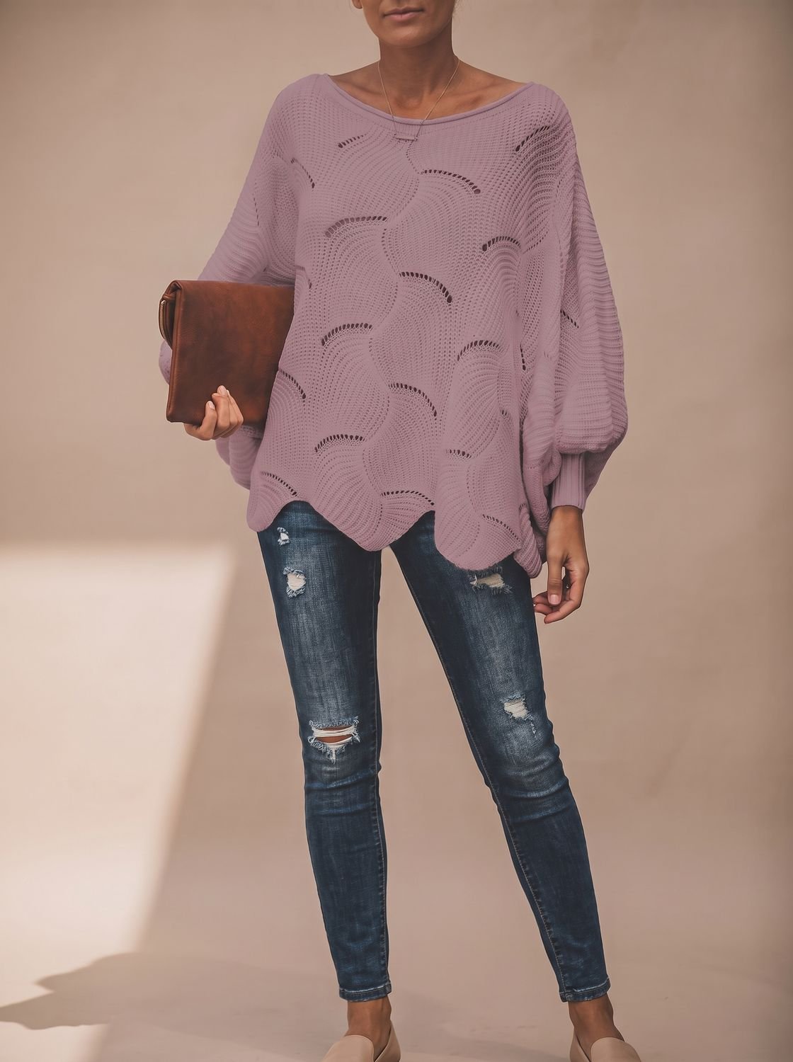 Frieda | Pull en tricot oversized pour femmes avec décolleté rond