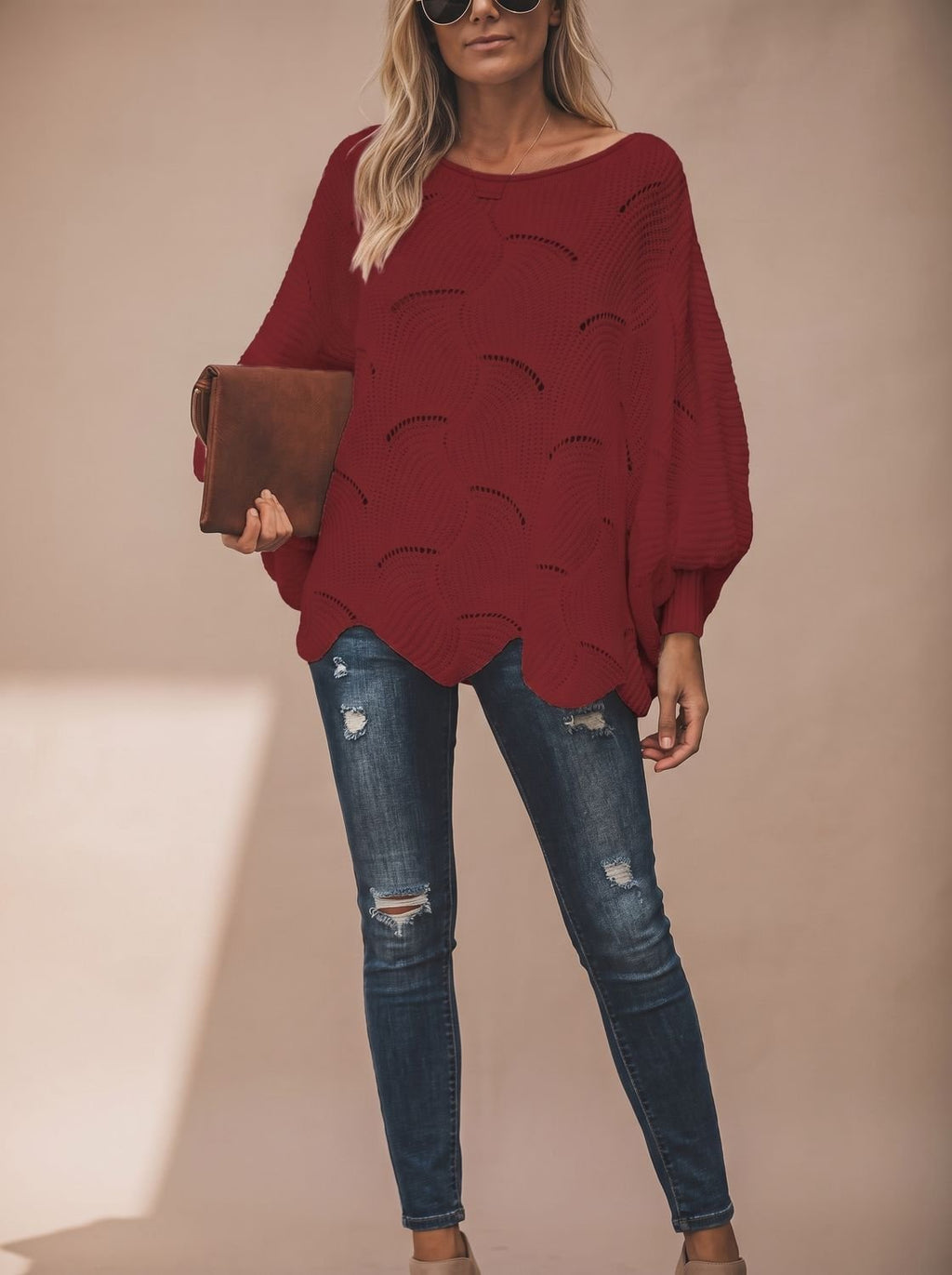 Frieda | Pull en tricot oversized pour femmes avec décolleté rond