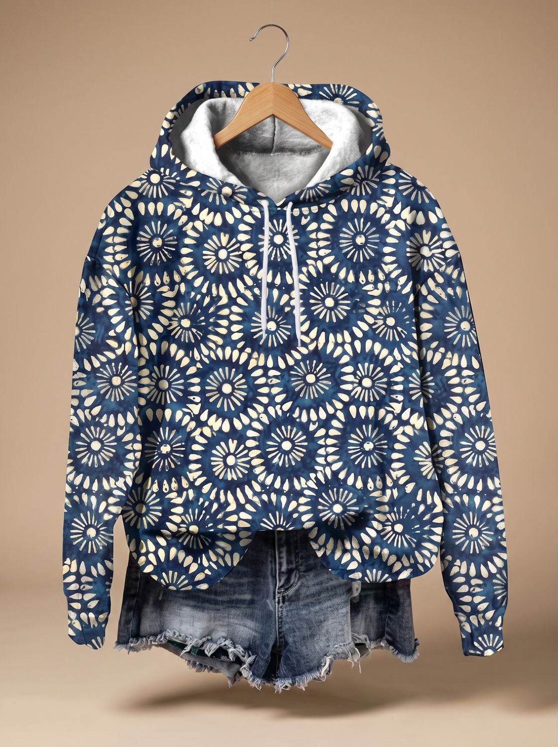 Elfriede | Sweat à capuche oversized pour femmes avec motif jacquard floral