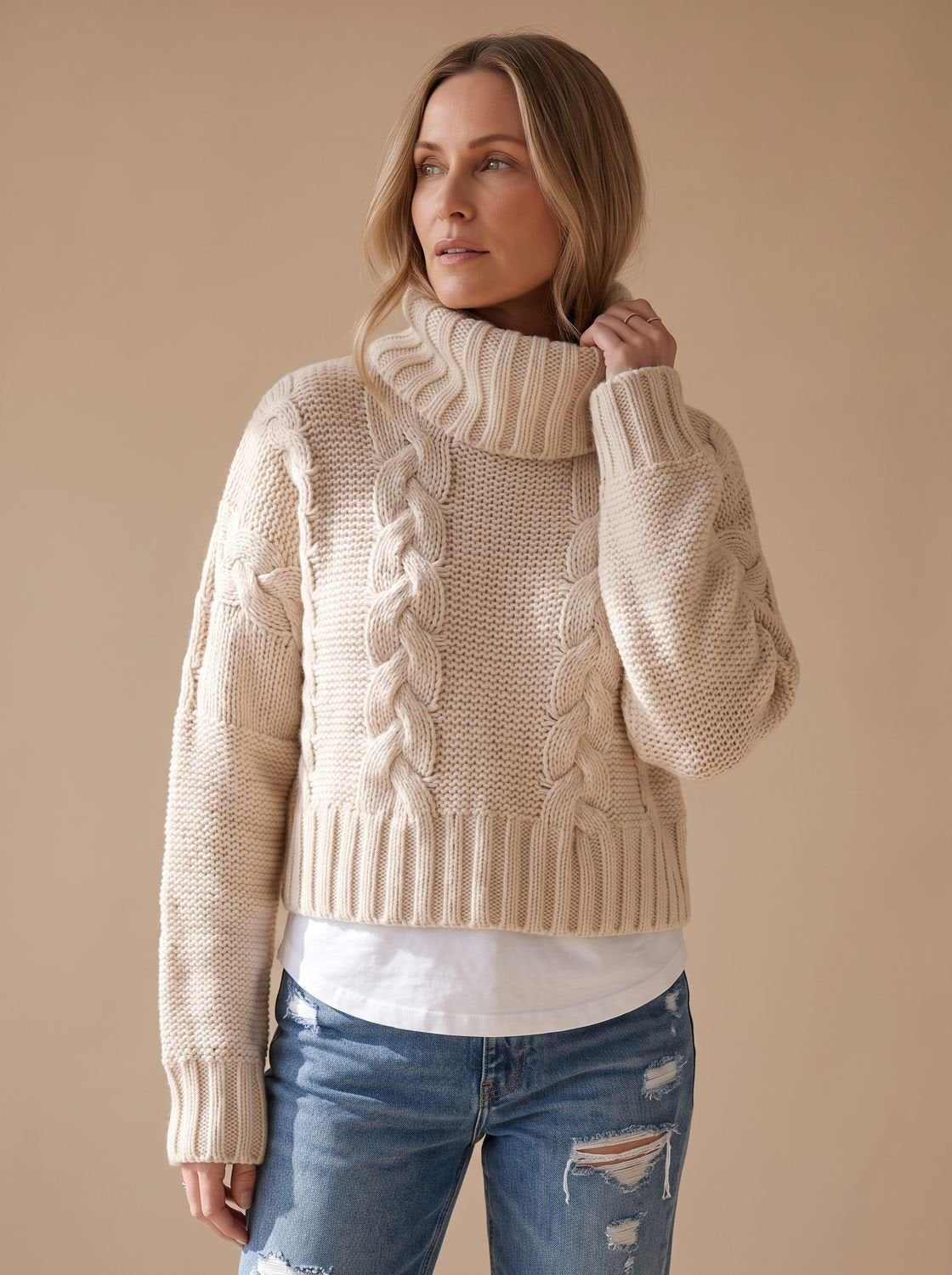 Charlotte | Pull à col roulé oversize en grosse maille pour femmes