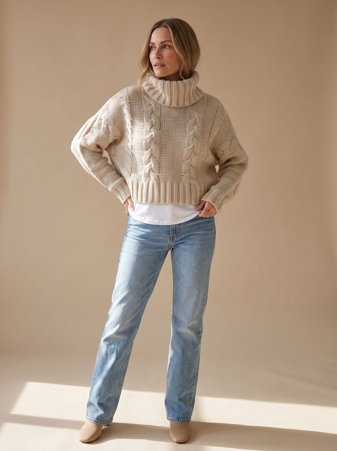 Charlotte | Pull à col roulé oversize en grosse maille pour femmes