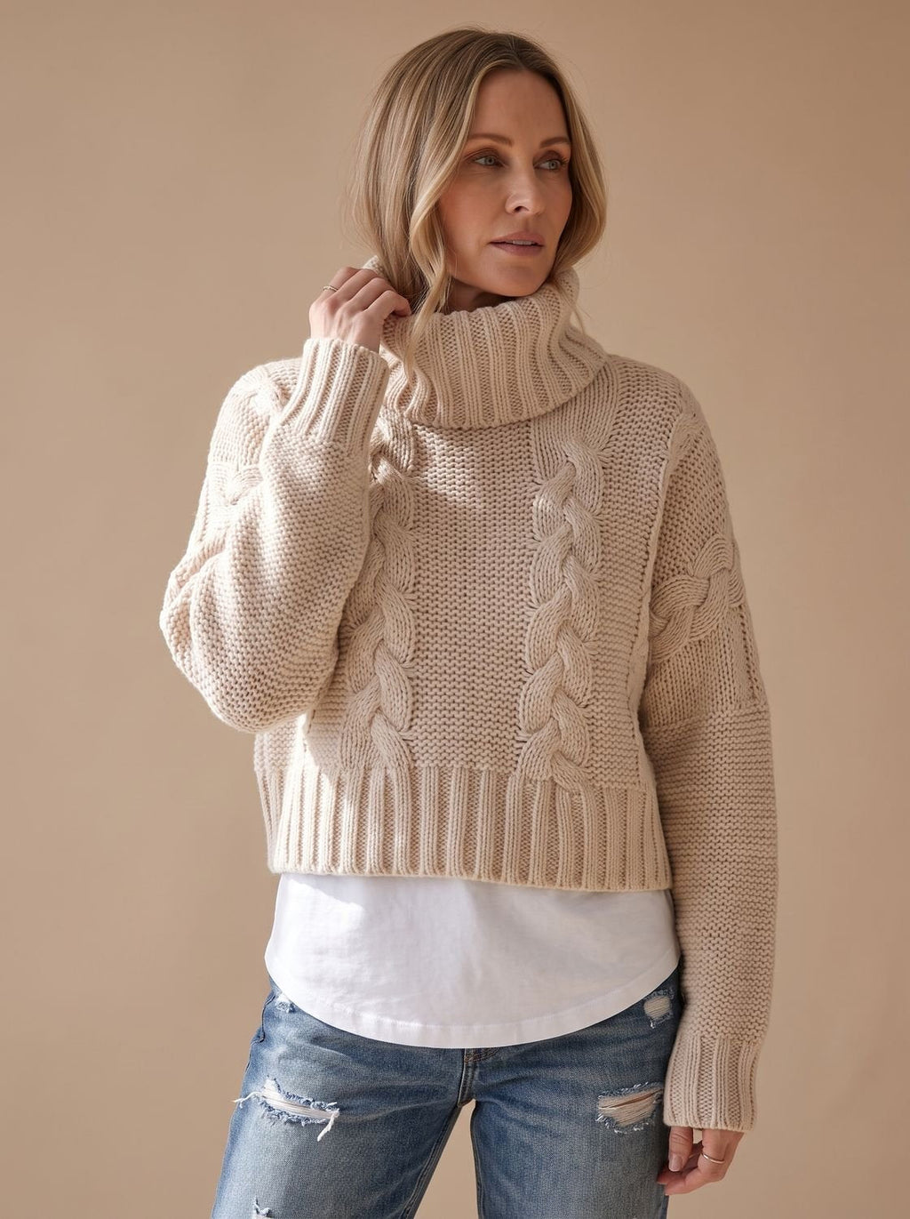 Charlotte | Pull à col roulé oversize en grosse maille pour femmes