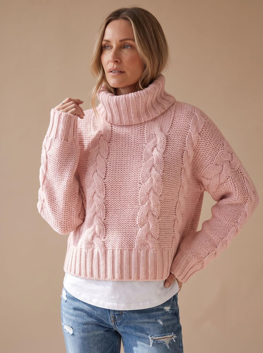 Charlotte | Pull à col roulé oversize en grosse maille pour femmes