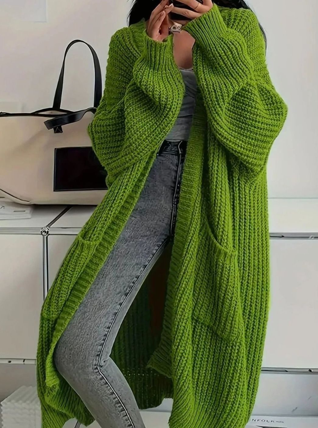 Elisabeth | Veste en tricot oversized pour femmes longue avec poches