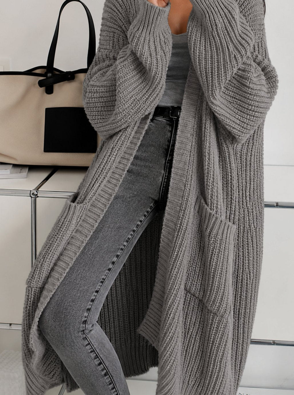 Elisabeth | Veste en tricot oversized pour femmes longue avec poches