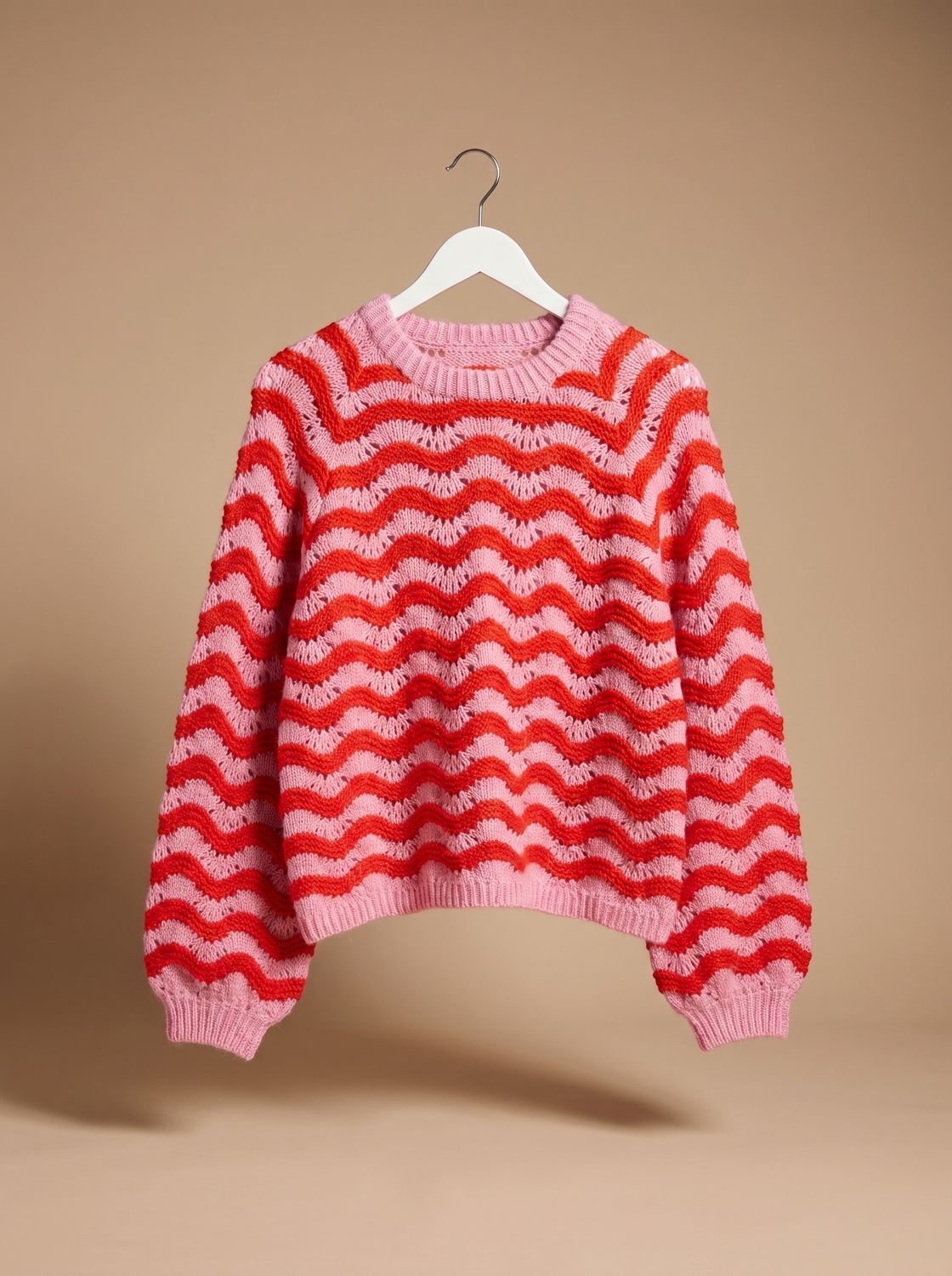 Hannah | Pull en tricot oversized pour femmes avec motif en vagues et col rond