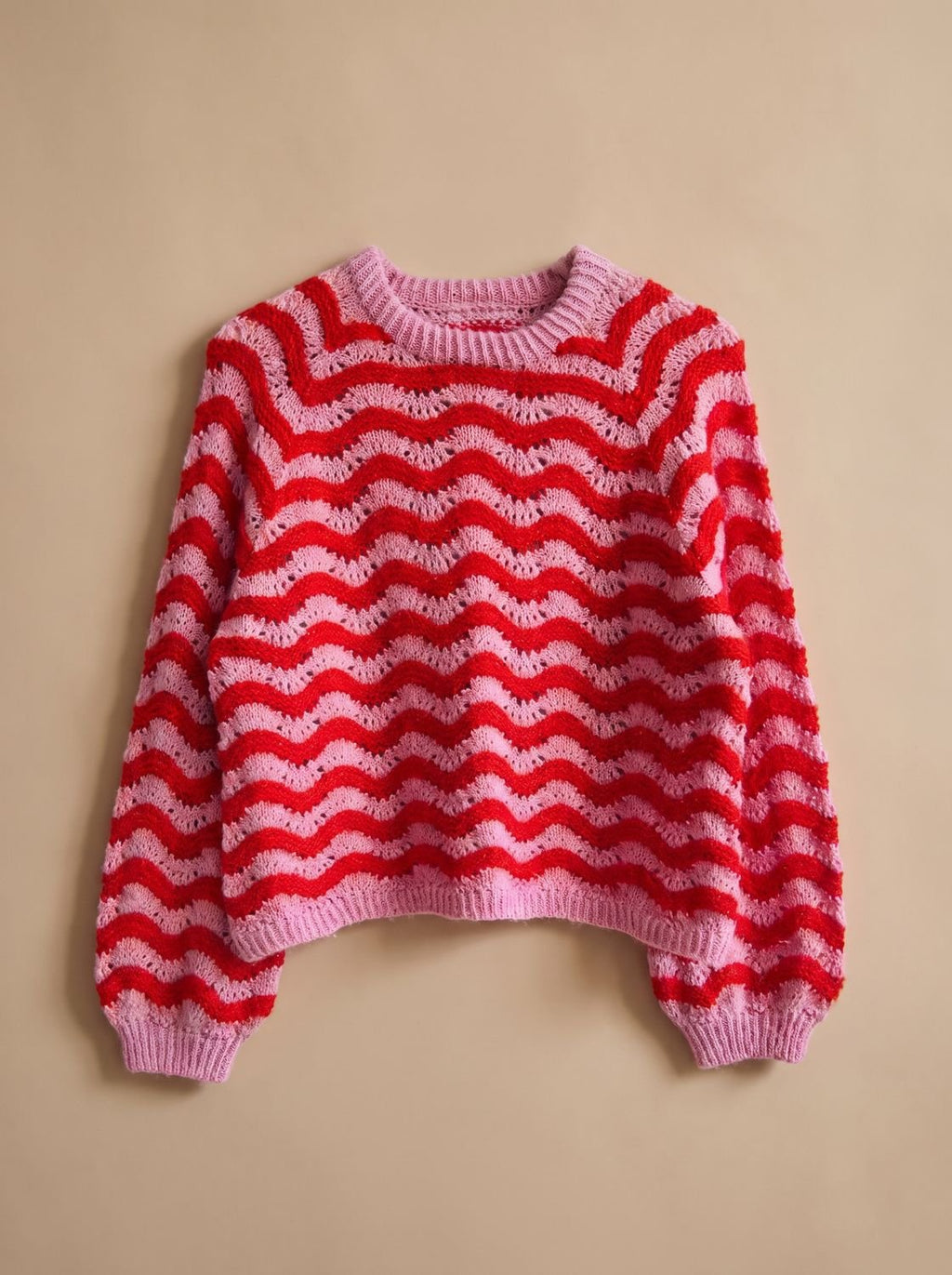 Hannah | Pull en tricot oversized pour femmes avec motif en vagues et col rond