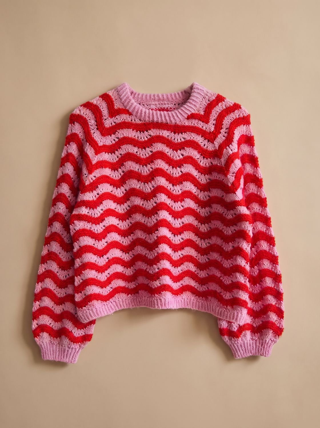 Hannah | Pull en tricot oversized pour femmes avec motif en vagues et col rond