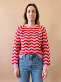 Hannah | Pull en tricot oversized pour femmes avec motif en vagues et col rond