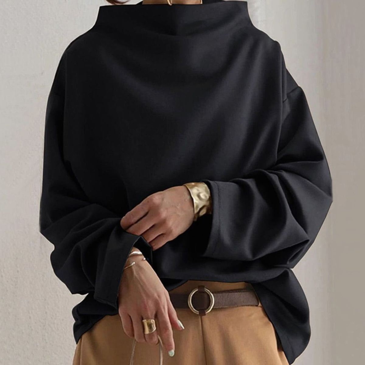 Clara | Haut en tricot oversized pour femmes avec col montant à manches longues