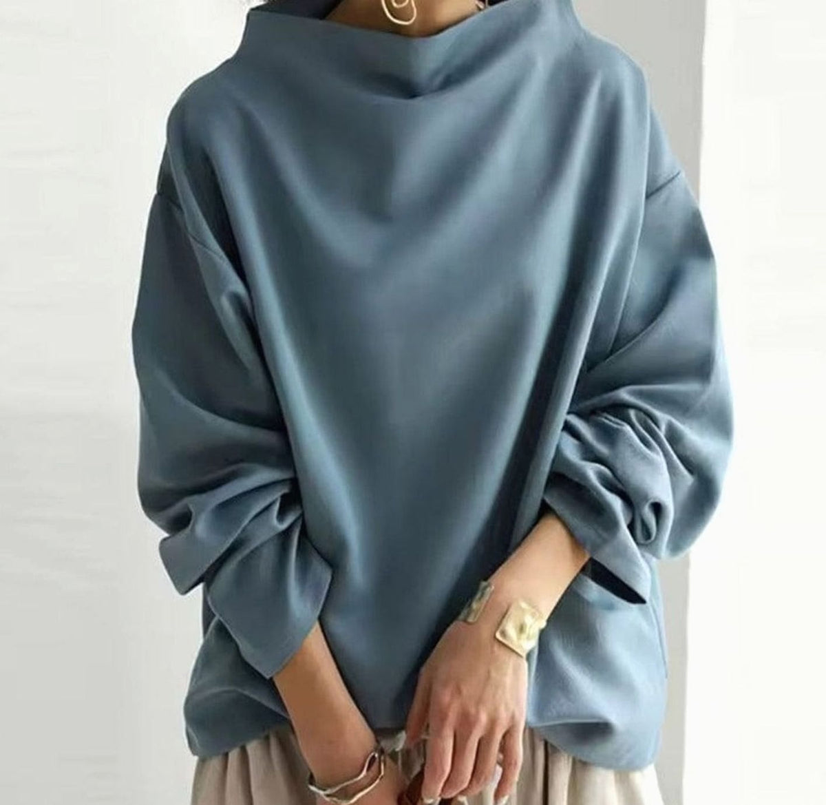 Clara | Haut en tricot oversized pour femmes avec col montant à manches longues